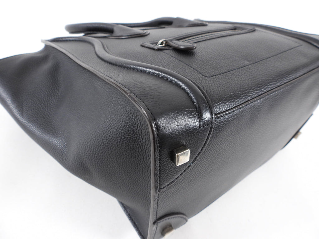 Celine Grained Leather Black Mini Luggage Tote Bag