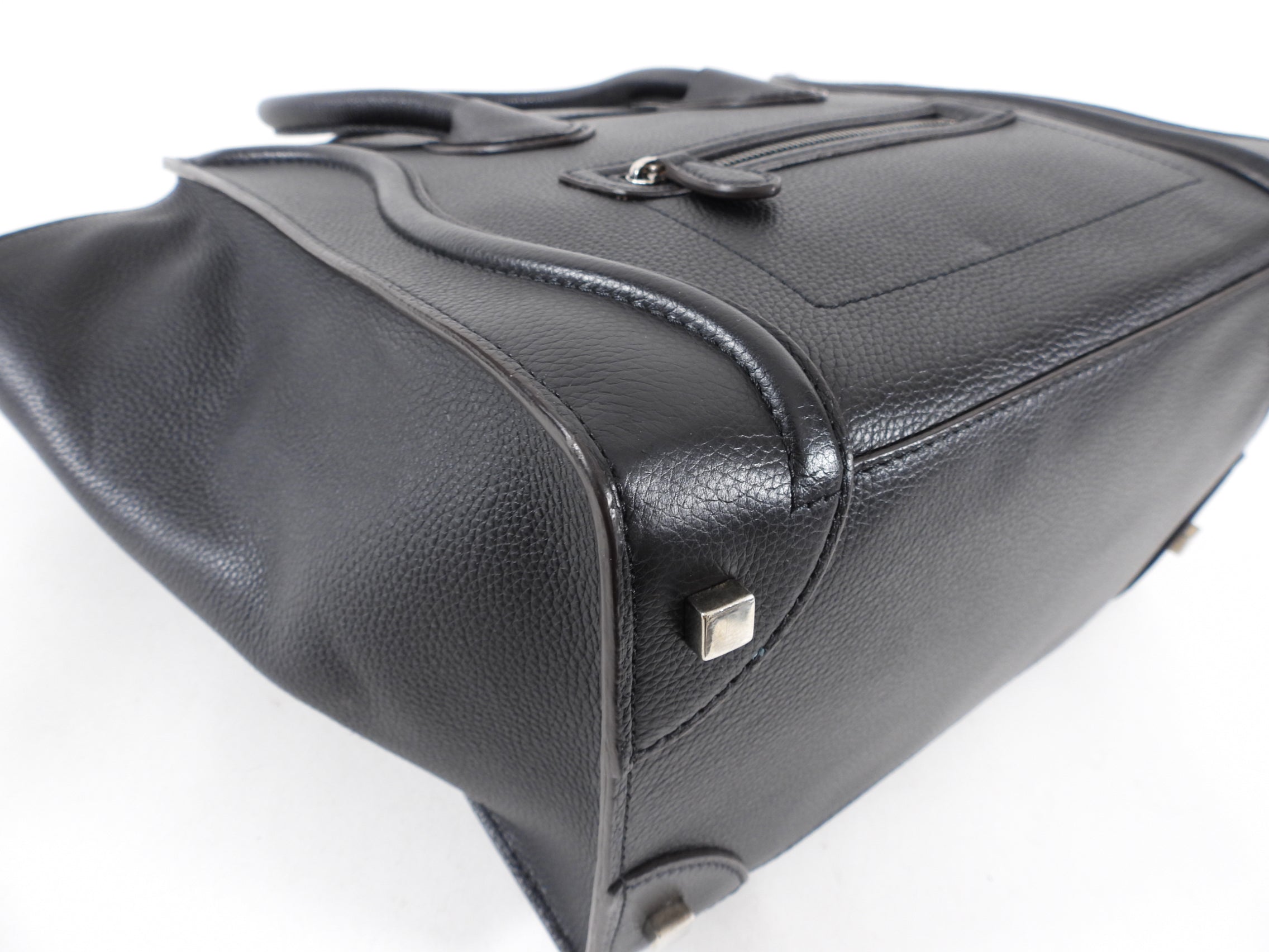 Celine Grained Leather Black Mini Luggage Tote Bag