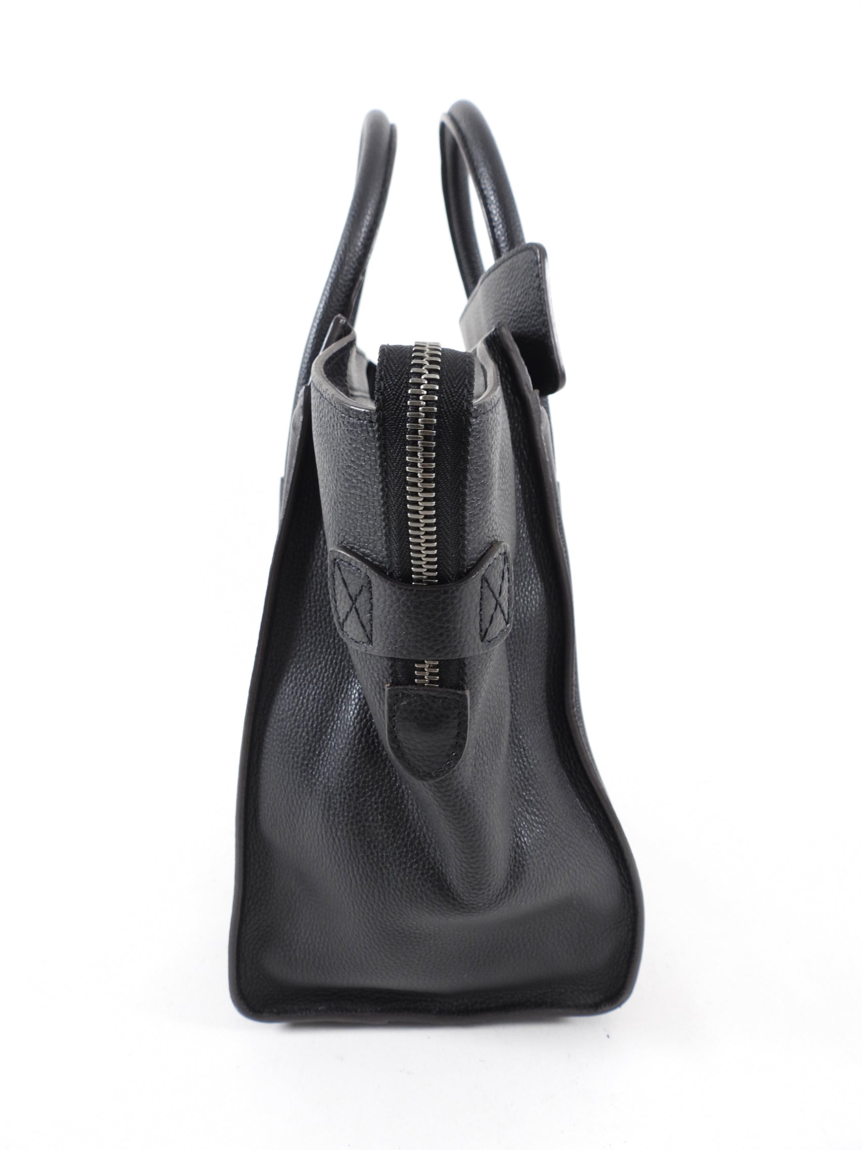 Celine Grained Leather Black Mini Luggage Tote Bag