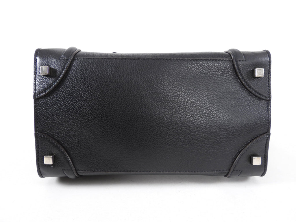 Celine Grained Leather Black Mini Luggage Tote Bag