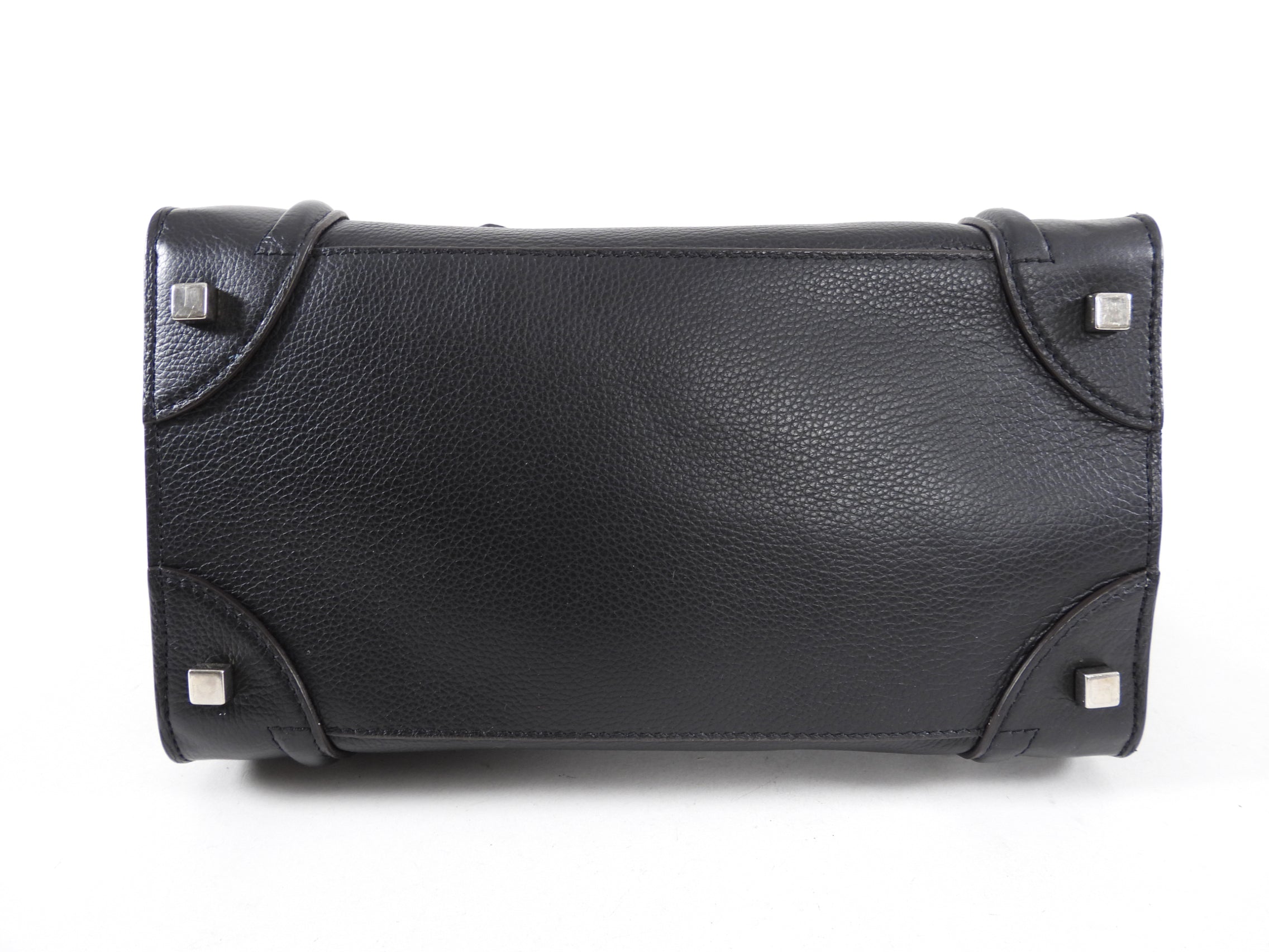 Celine Grained Leather Black Mini Luggage Tote Bag
