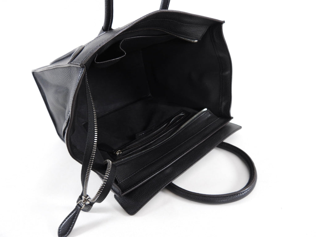 Celine Grained Leather Black Mini Luggage Tote Bag