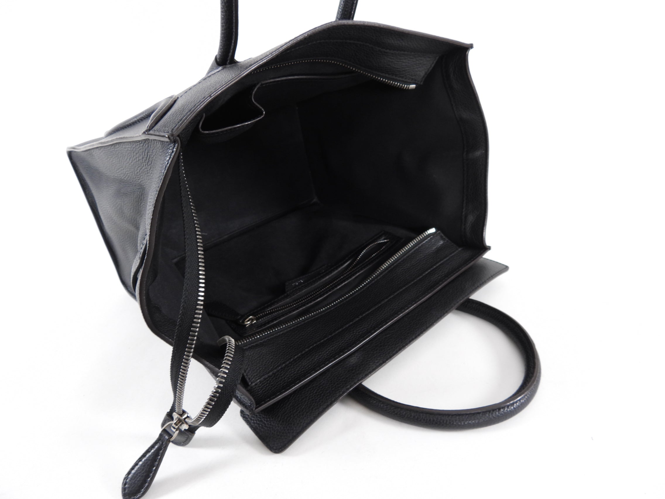 Celine Grained Leather Black Mini Luggage Tote Bag