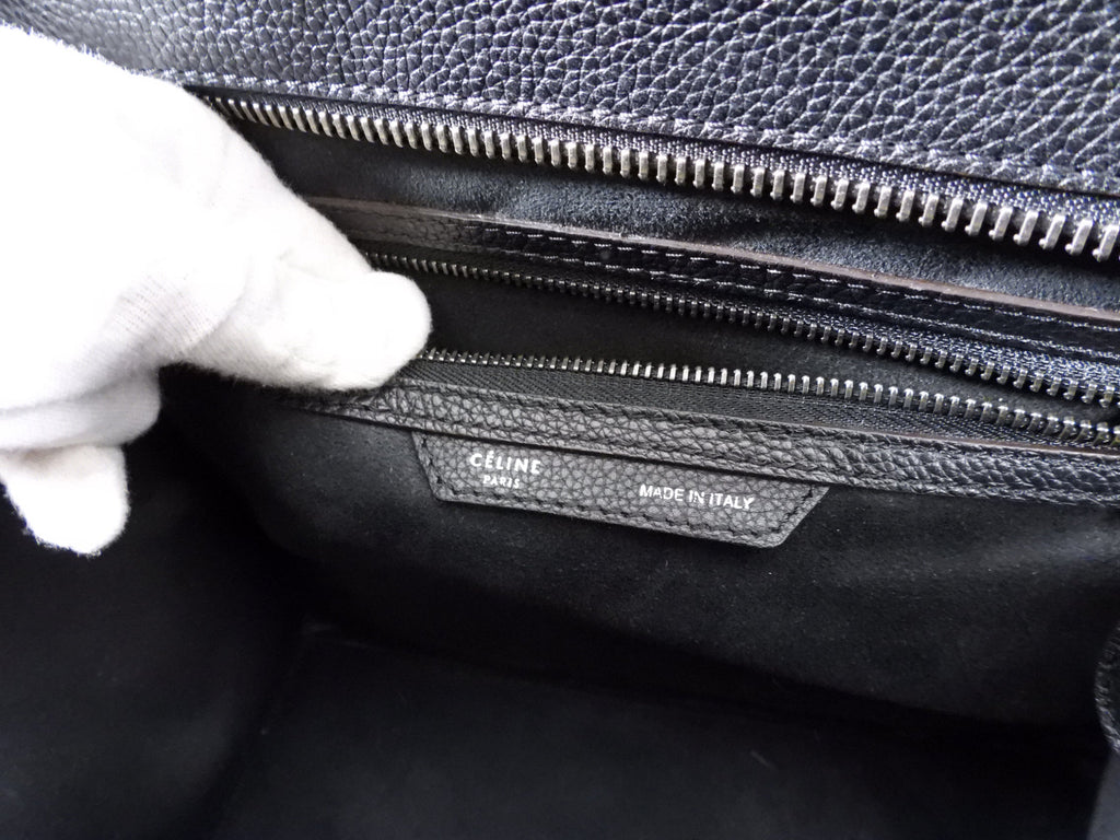 Celine Grained Leather Black Mini Luggage Tote Bag