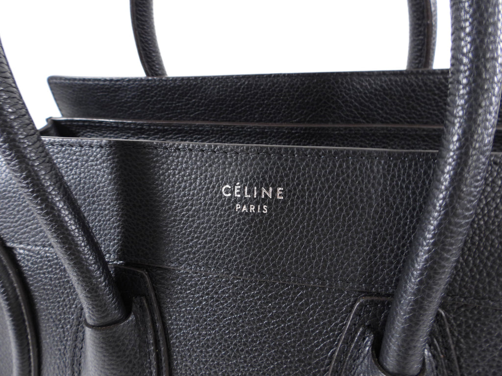Celine Grained Leather Black Mini Luggage Tote Bag