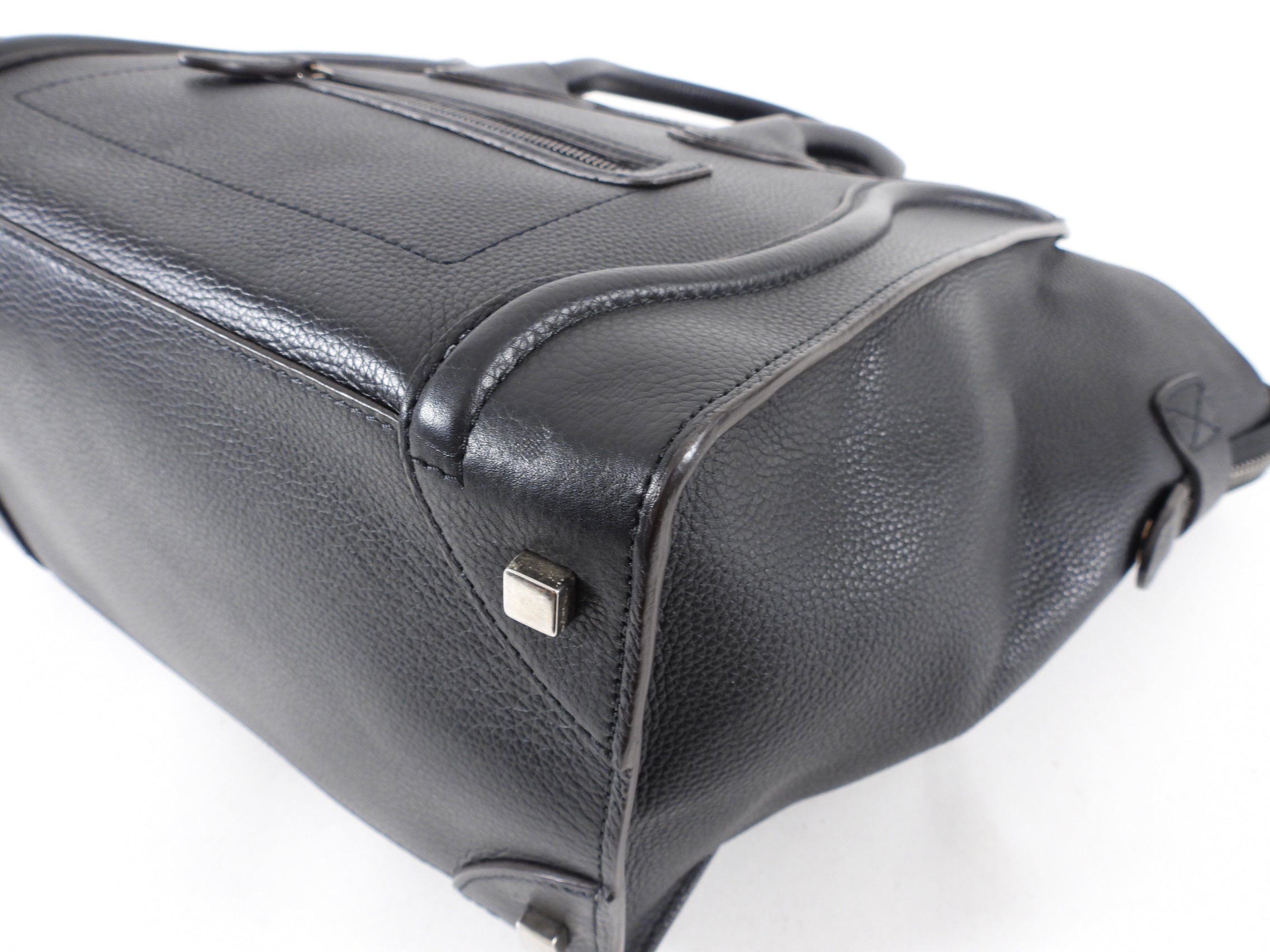 Celine Grained Leather Black Mini Luggage Tote Bag
