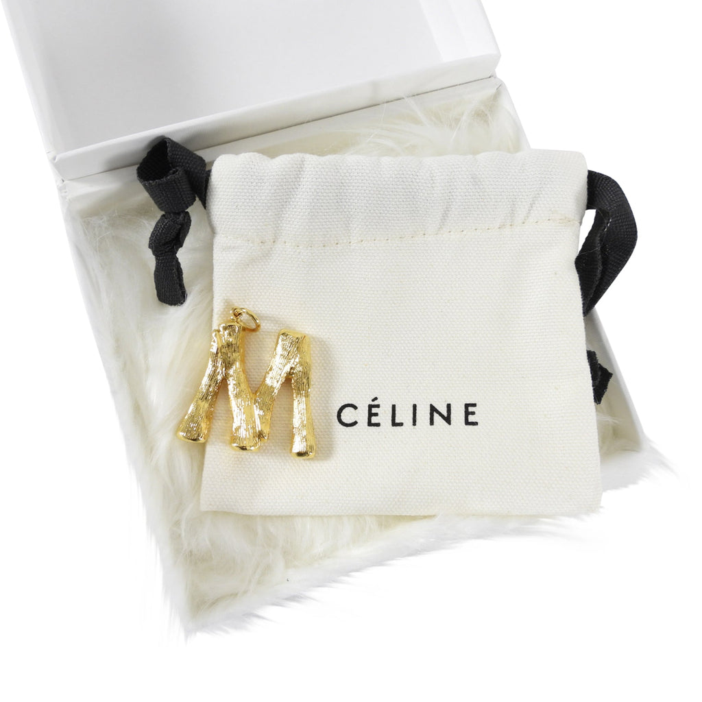 Celine Alphabet M Initial Goldtone Large Pendant