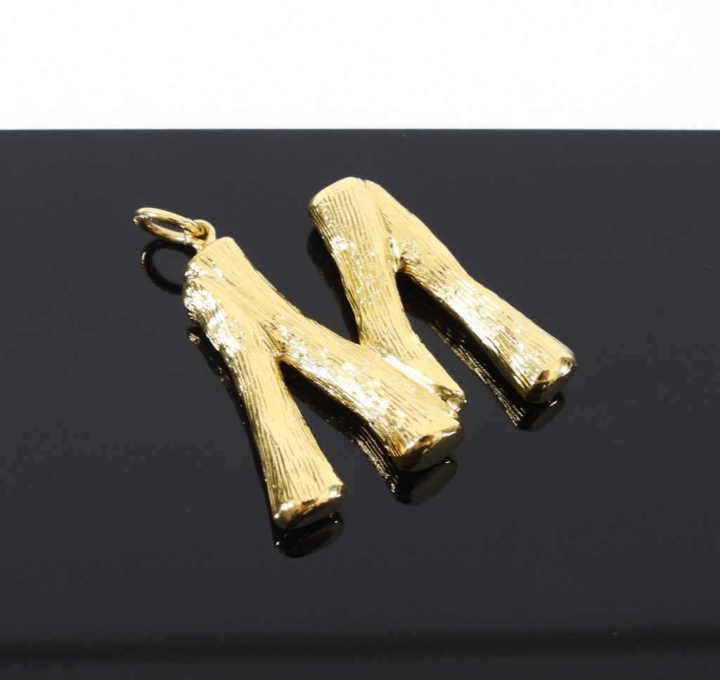 Celine Alphabet M Initial Goldtone Large Pendant