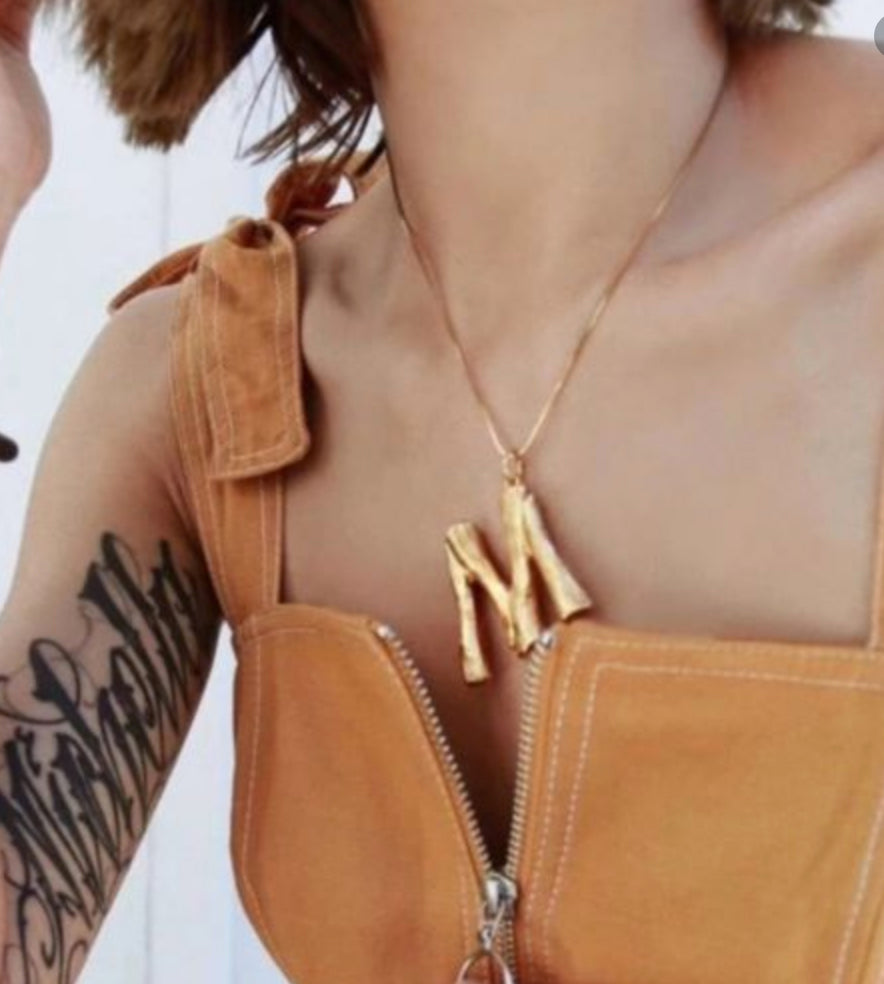 Celine Alphabet M Initial Goldtone Large Pendant