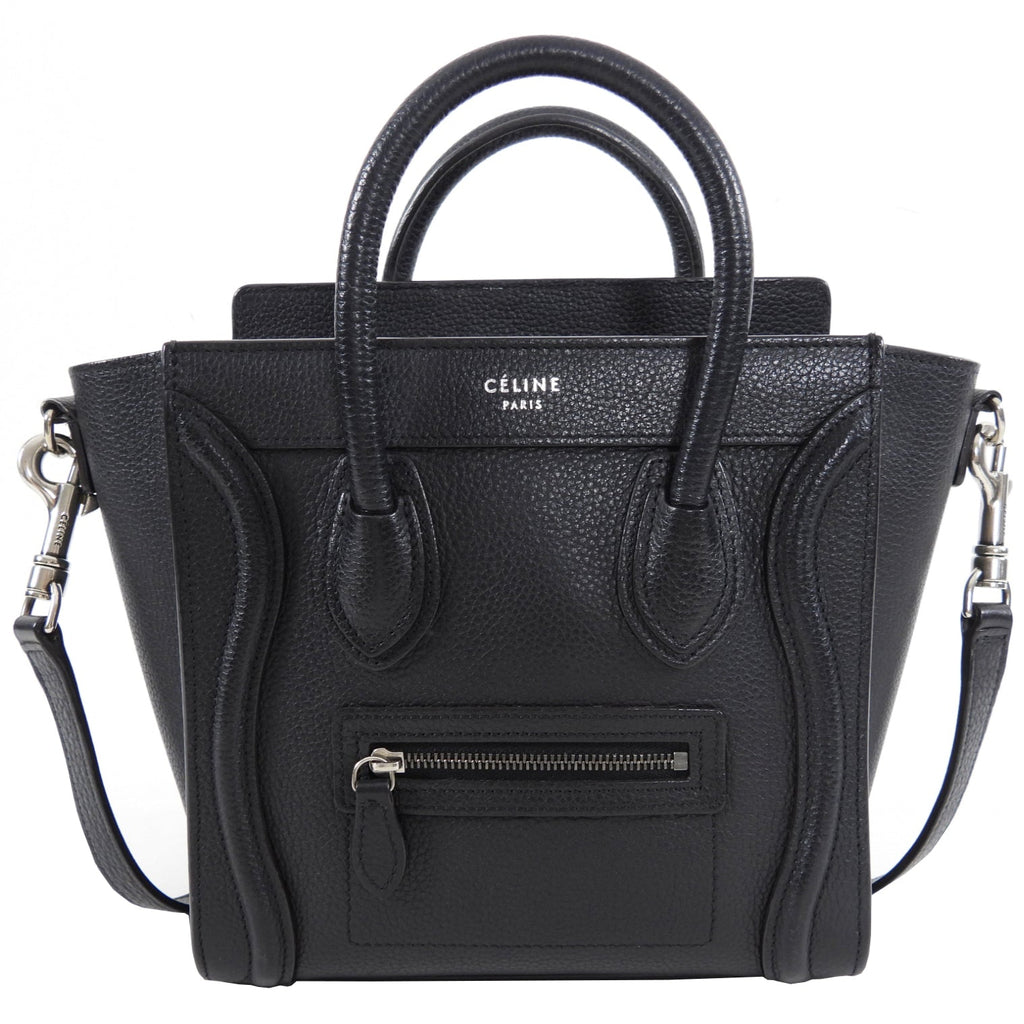 Céline Black Leather Nano Luggage Tote Crossbody Bag