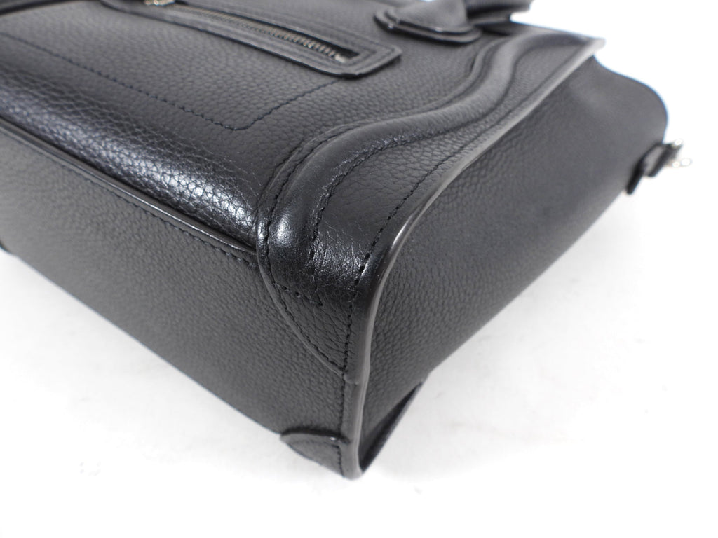 Céline Black Leather Nano Luggage Tote Crossbody Bag