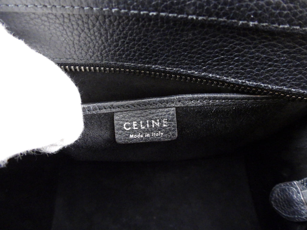 Céline Black Leather Nano Luggage Tote Crossbody Bag