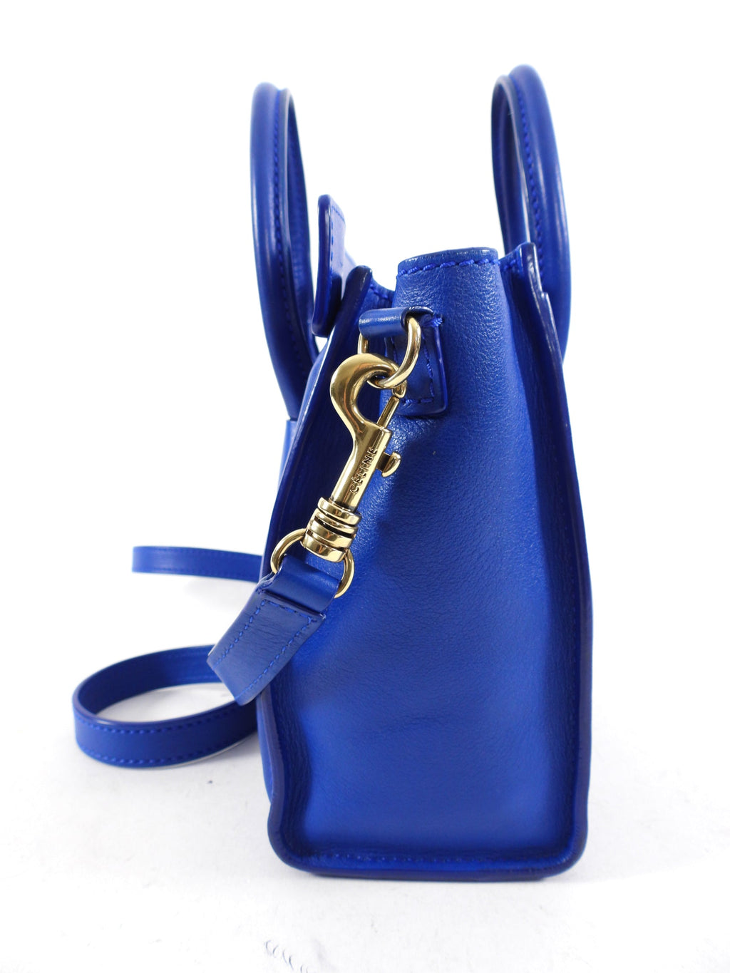 Céline Blue Leather Nano Luggage Tote Crossbody Bag