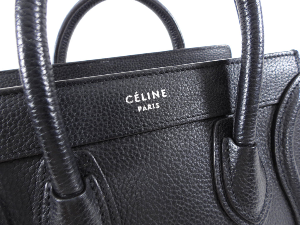 Céline Black Leather Nano Luggage Tote Crossbody Bag