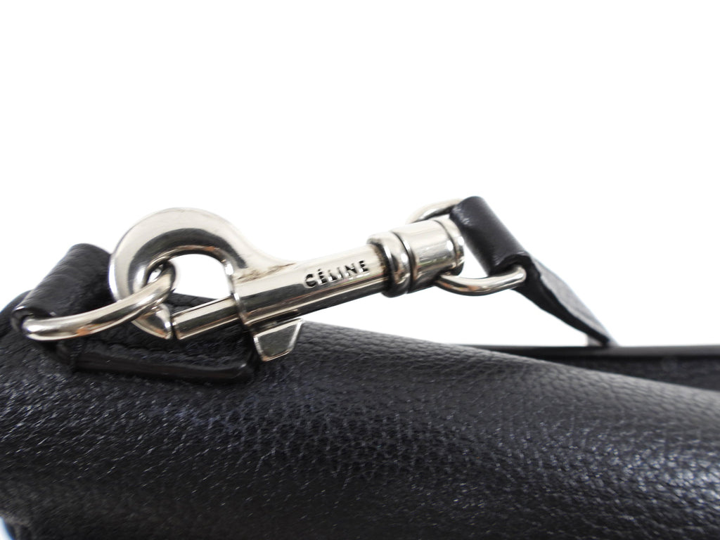 Céline Black Leather Nano Luggage Tote Crossbody Bag
