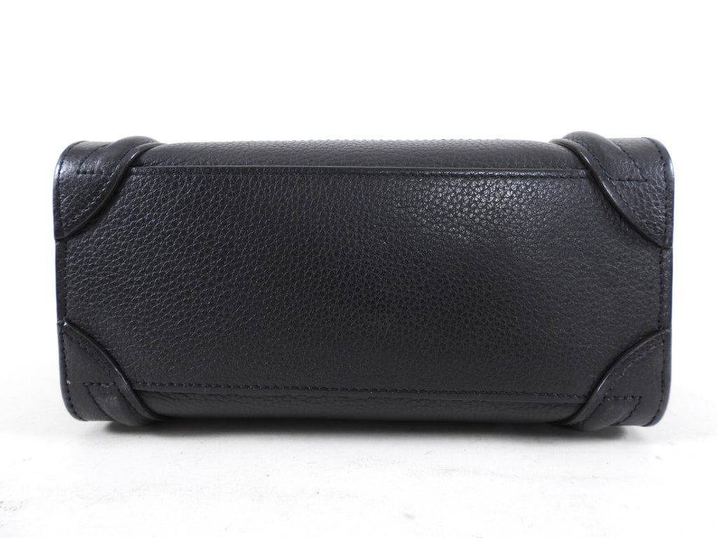 Céline Black Leather Nano Luggage Tote Crossbody Bag