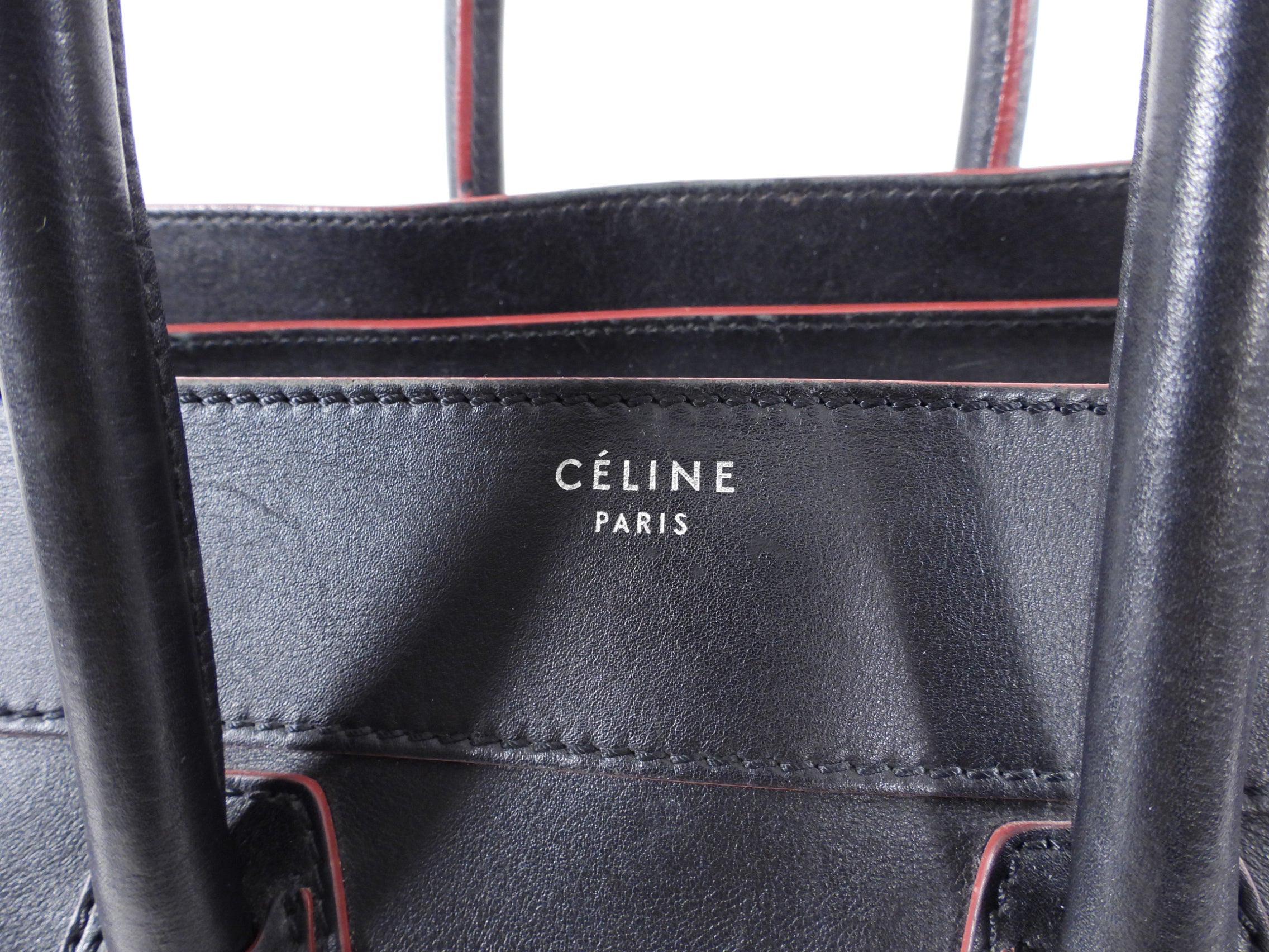 Celine Black Leather Mini Luggage Tote Bag
