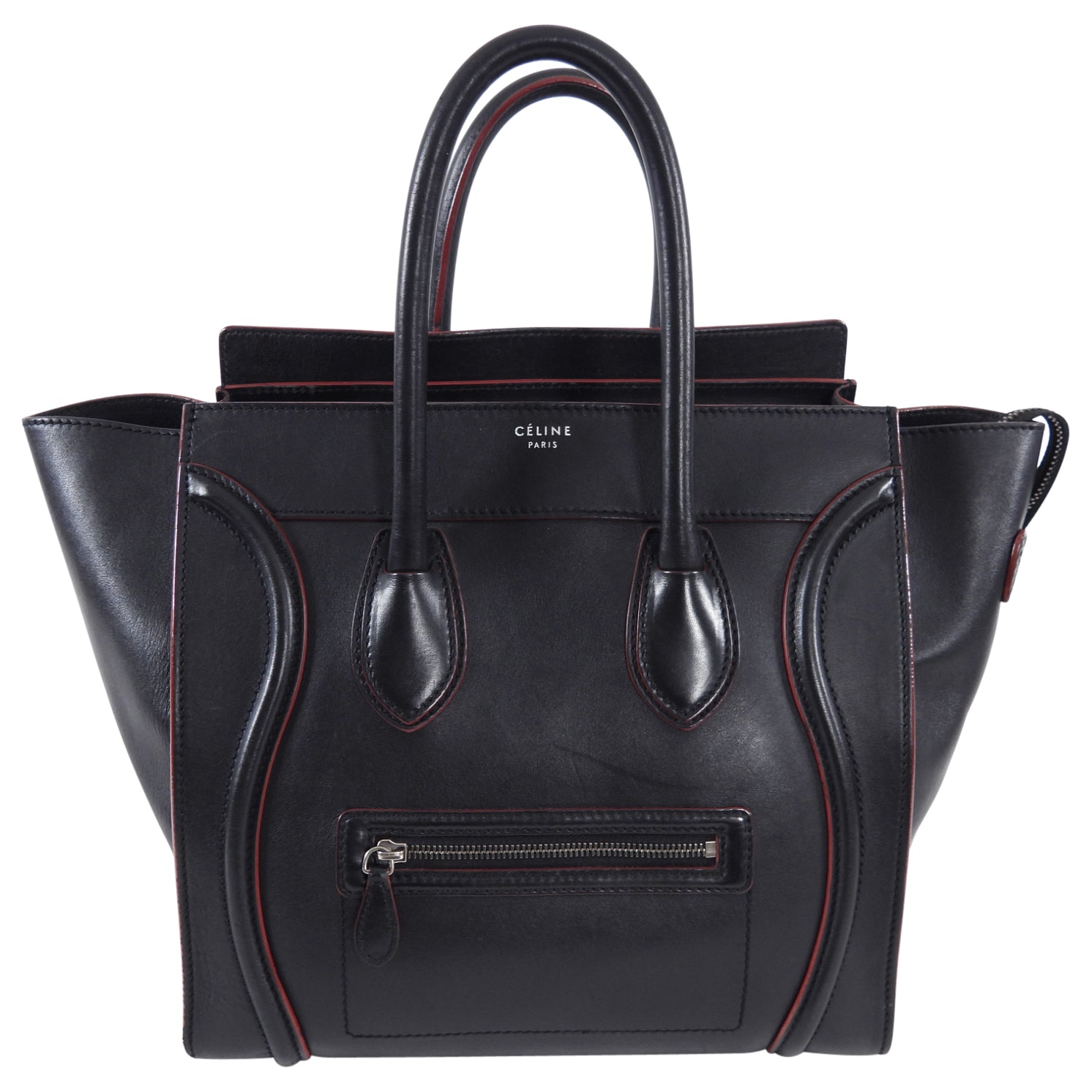 Celine Black Leather Mini Luggage Tote Bag