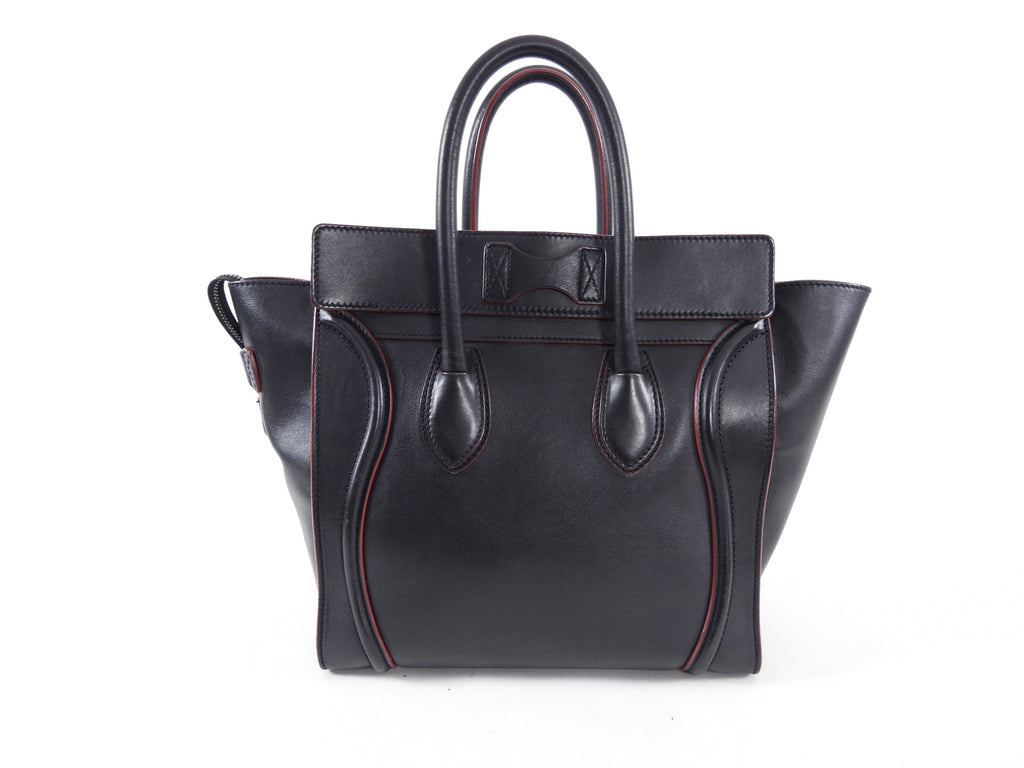 Celine Black Leather Mini Luggage Tote Bag
