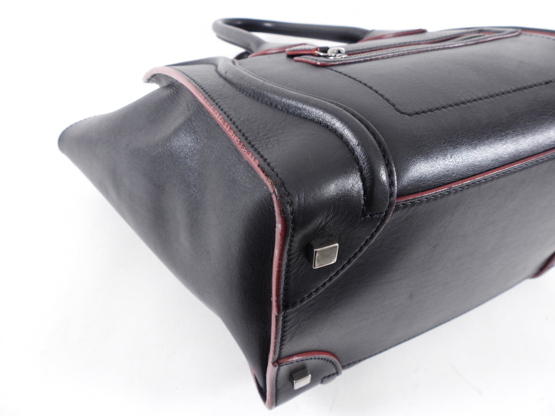Celine Black Leather Mini Luggage Tote Bag
