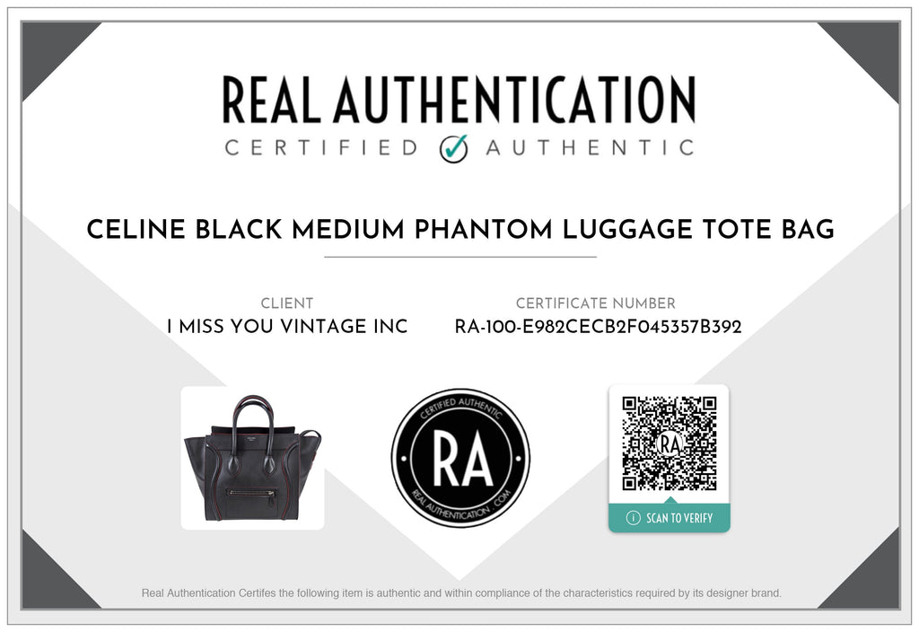 Celine Black and Red Leather Medium Phantom Tote Bag
