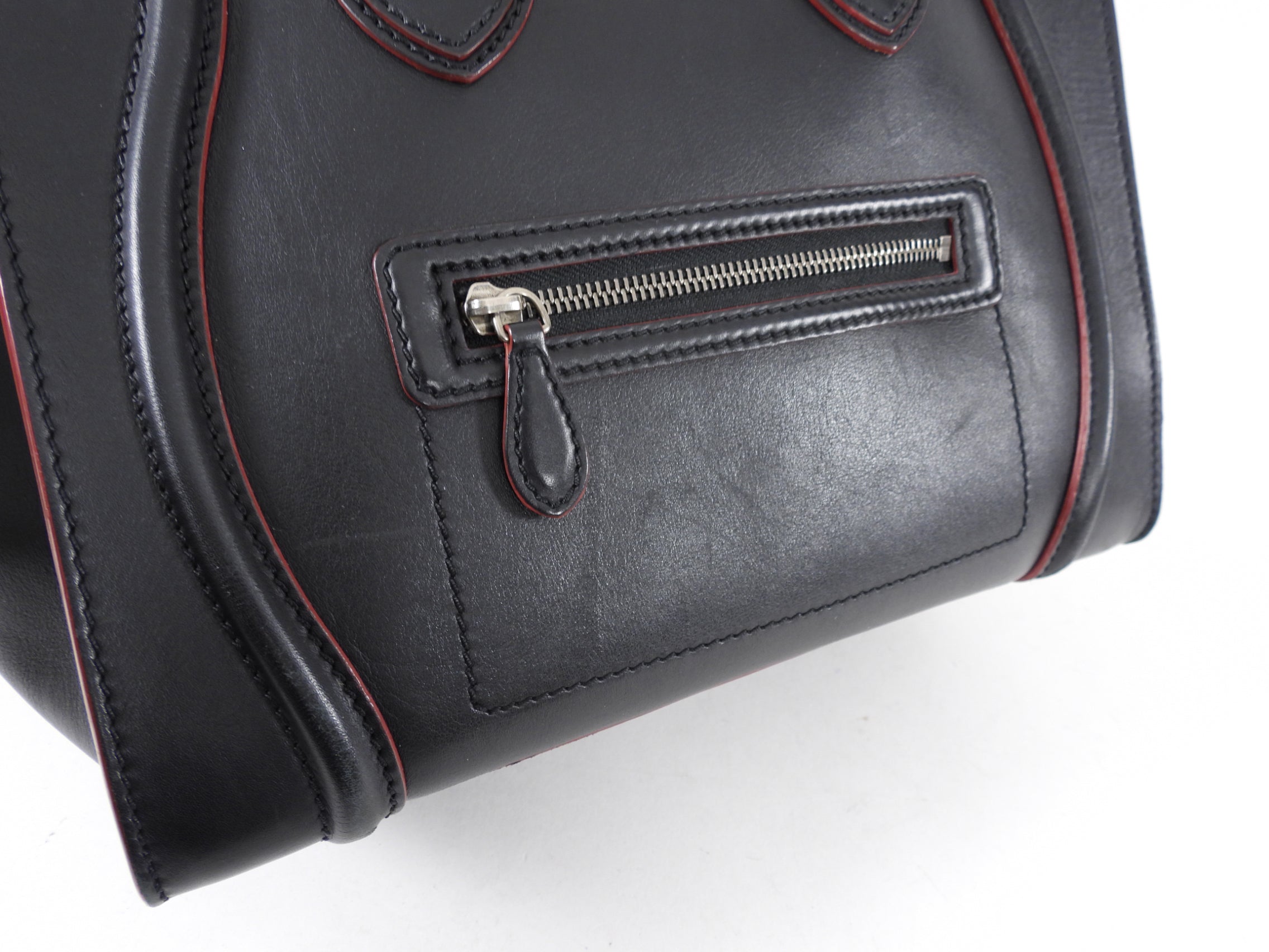 Celine Black and Red Leather Medium Phantom Tote Bag