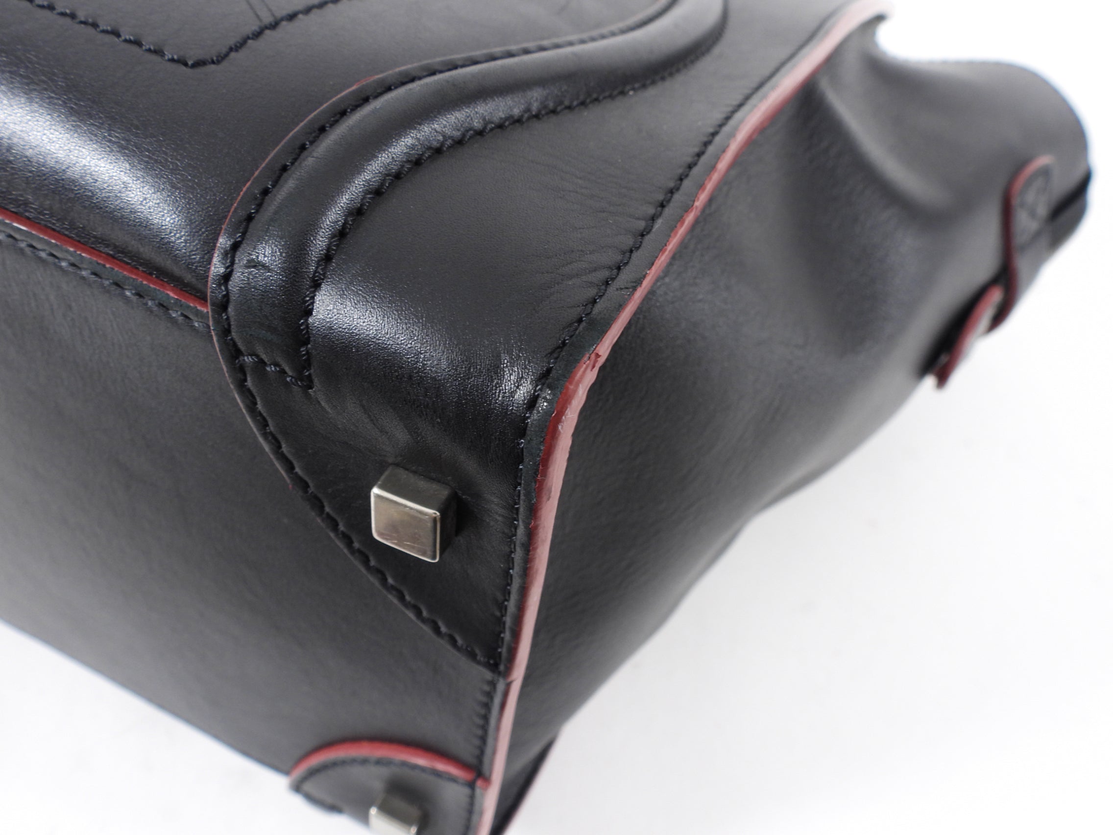 Celine Black and Red Leather Medium Phantom Tote Bag
