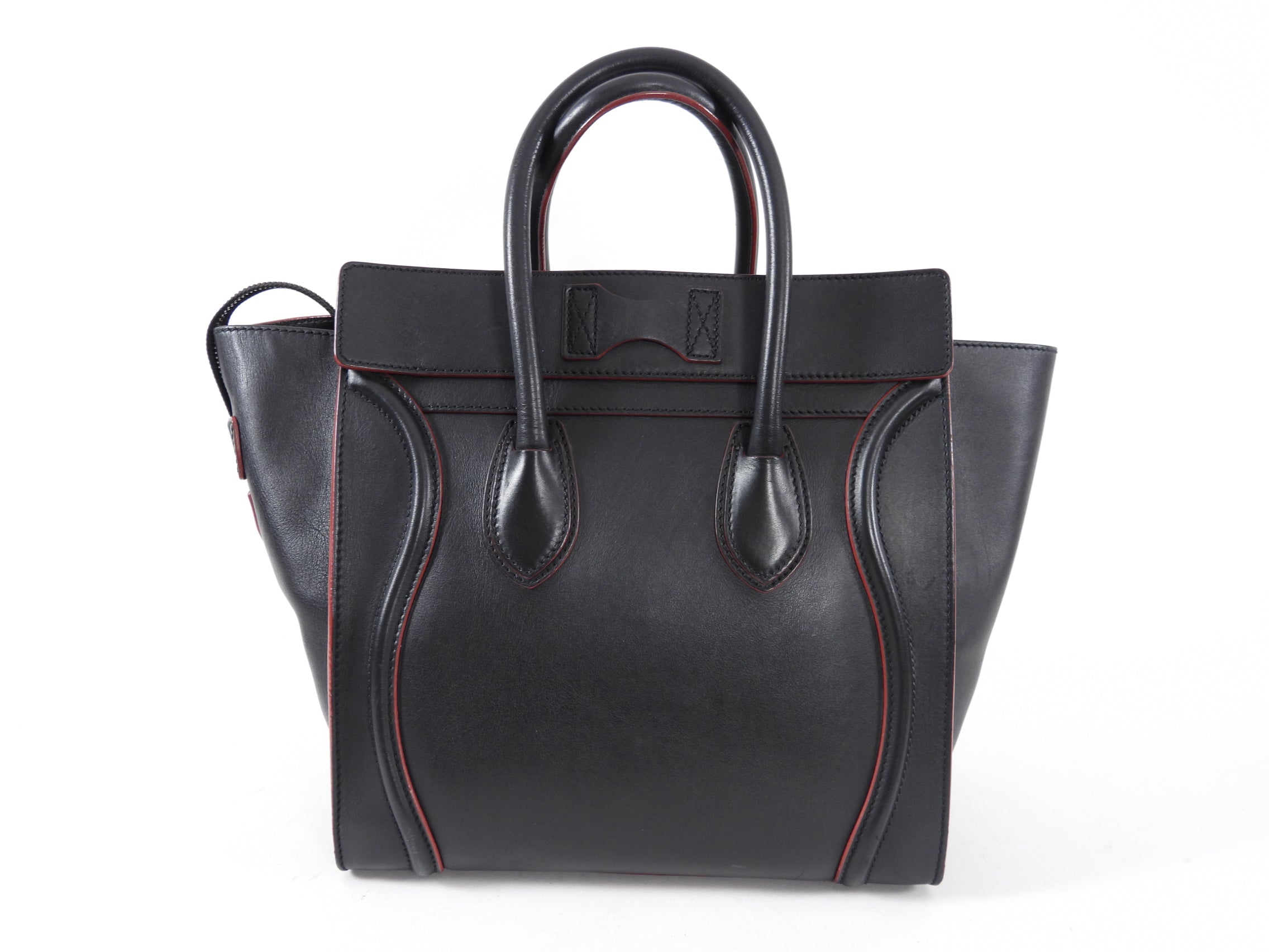 Celine Black and Red Leather Medium Phantom Tote Bag