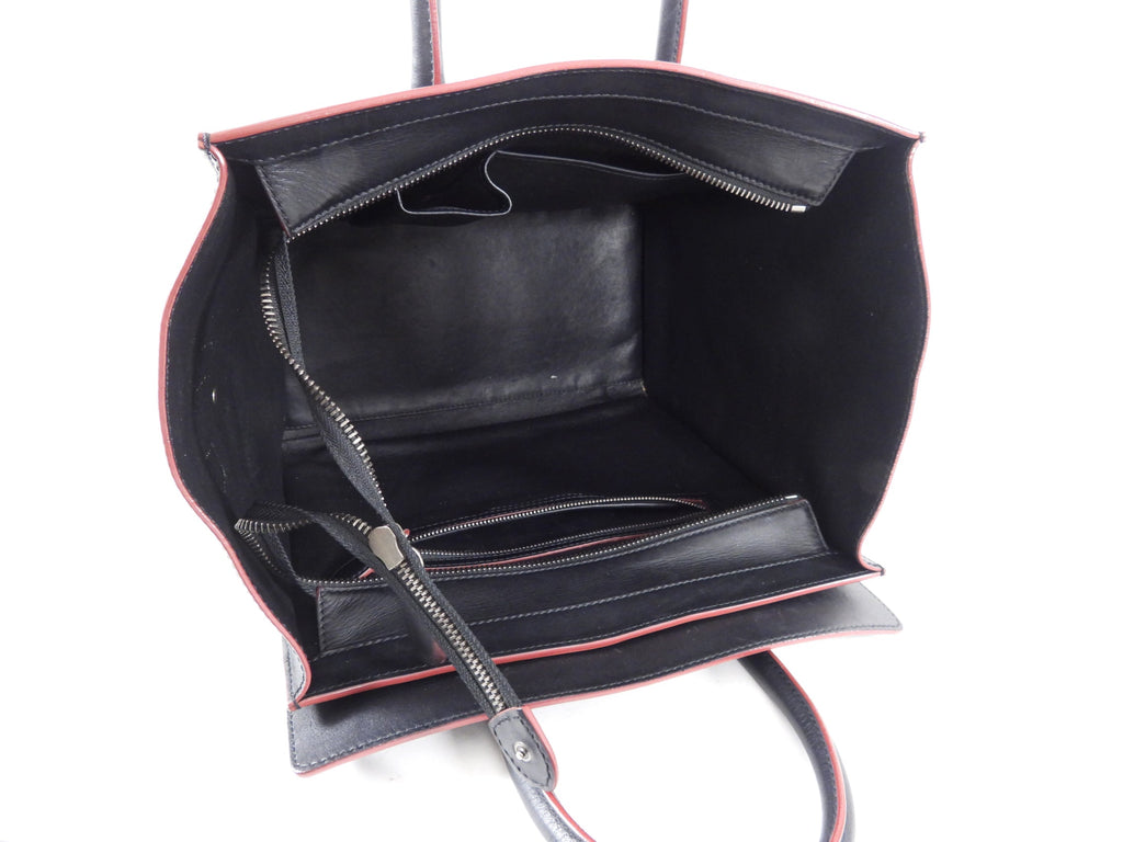 Celine Black and Red Leather Medium Phantom Tote Bag