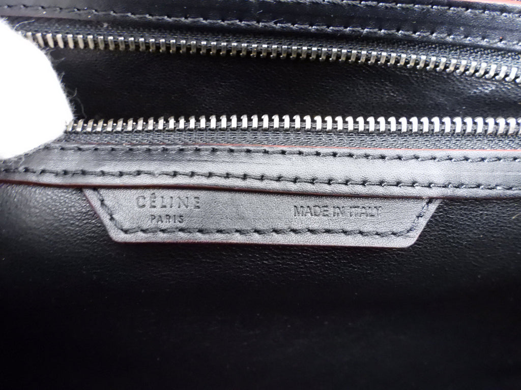 Celine Black and Red Leather Medium Phantom Tote Bag