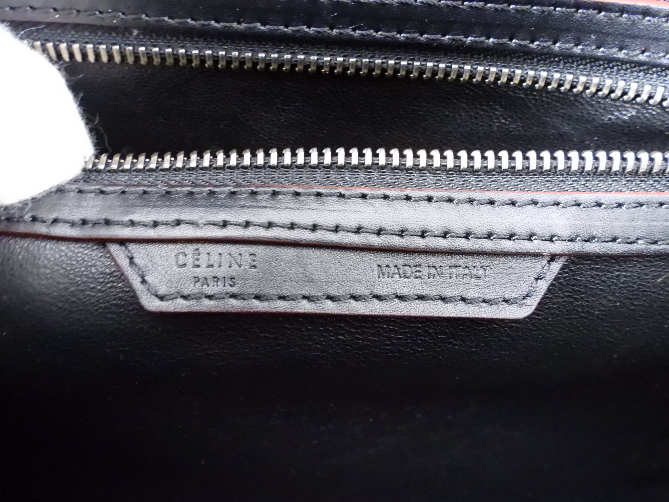 Celine Black and Red Leather Medium Phantom Tote Bag