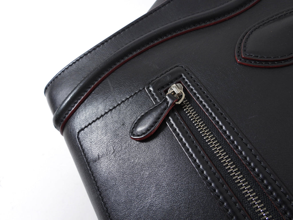 Celine Black and Red Leather Medium Phantom Tote Bag