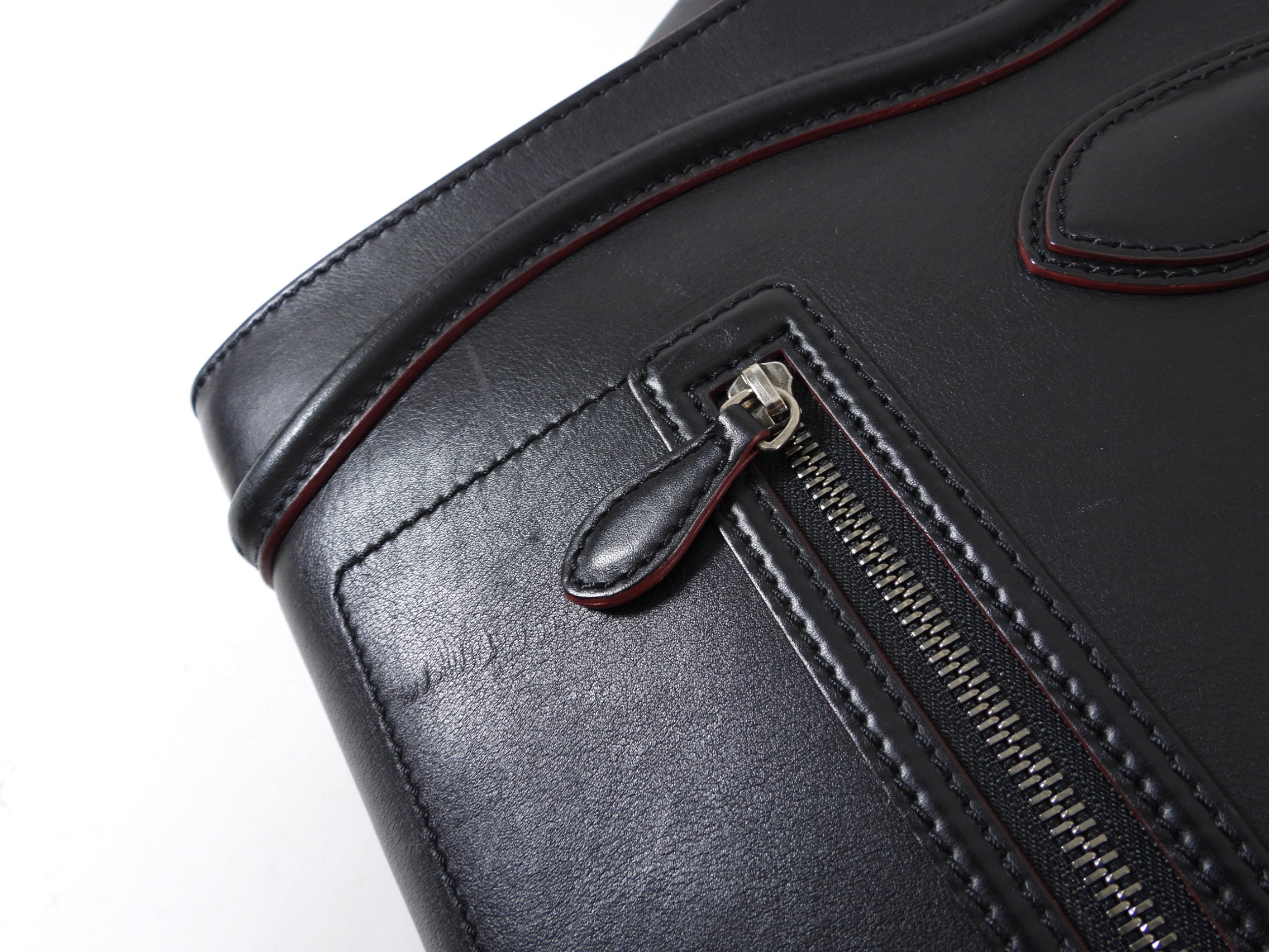 Celine Black and Red Leather Medium Phantom Tote Bag
