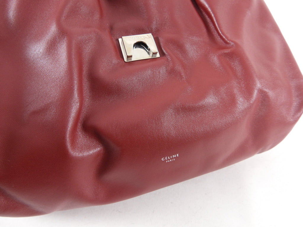 Celine Small Dark Red Pillow Shoulder Bag