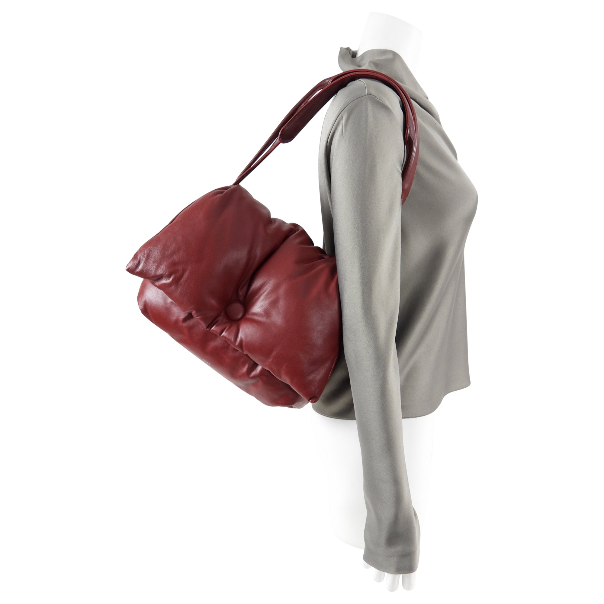 Celine Small Dark Red Pillow Shoulder Bag