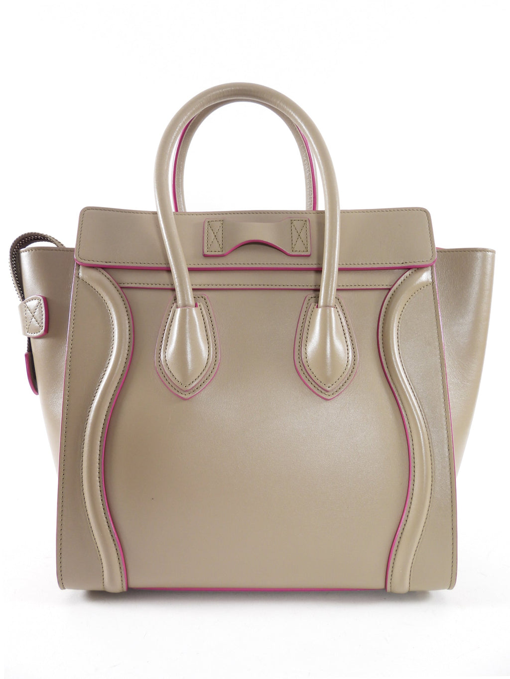 Celine Taupe and Pink Two Tone Mini Luggage Tote Bag