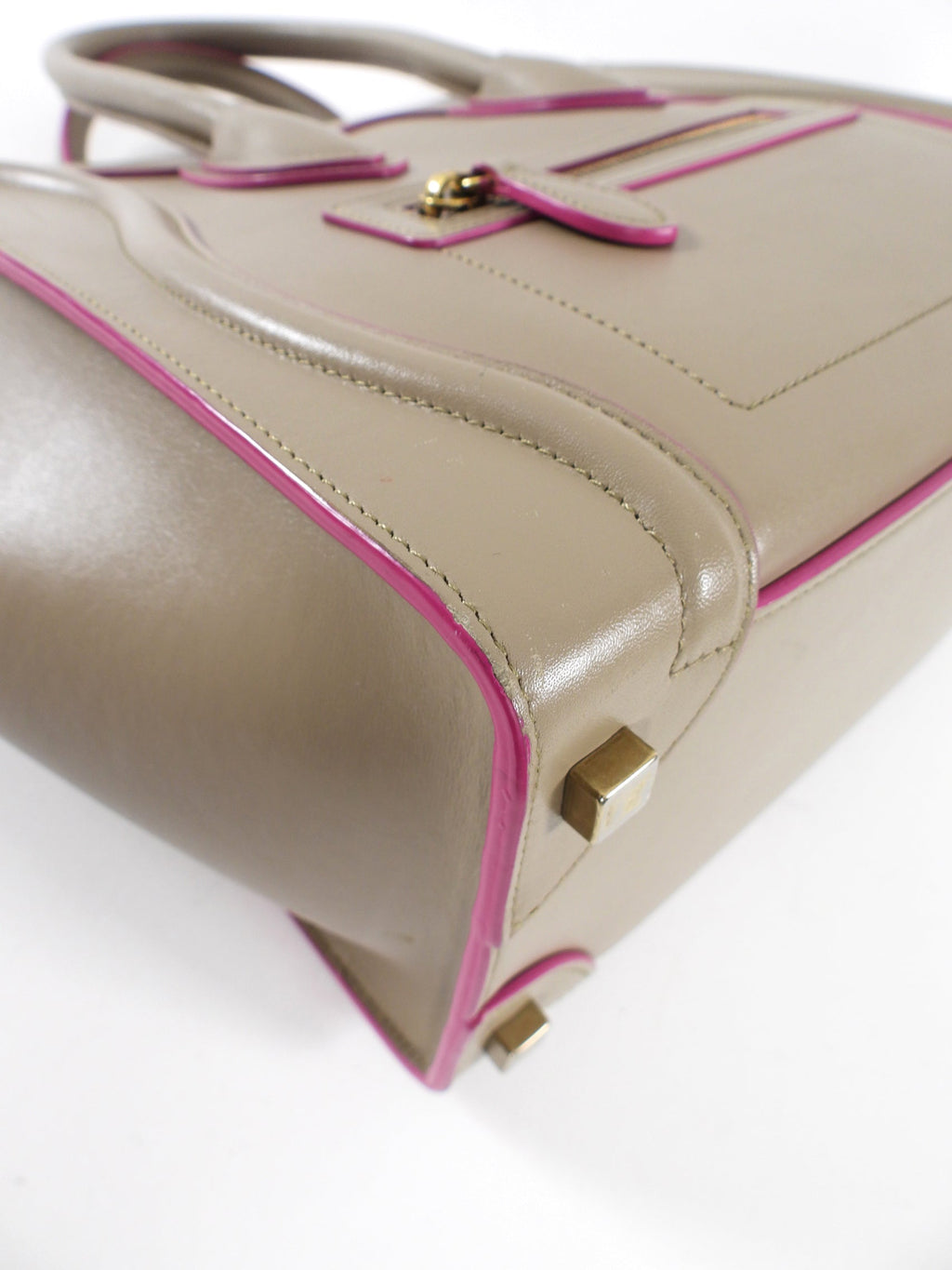 Celine Taupe and Pink Two Tone Mini Luggage Tote Bag