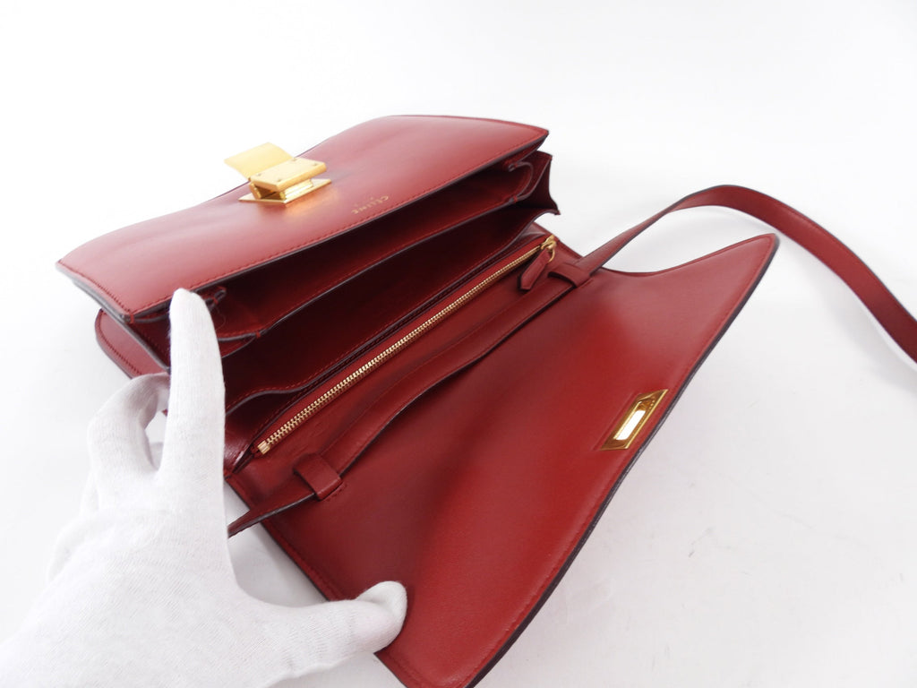 Celine Red Smooth Leather Medium Classic Box Bag