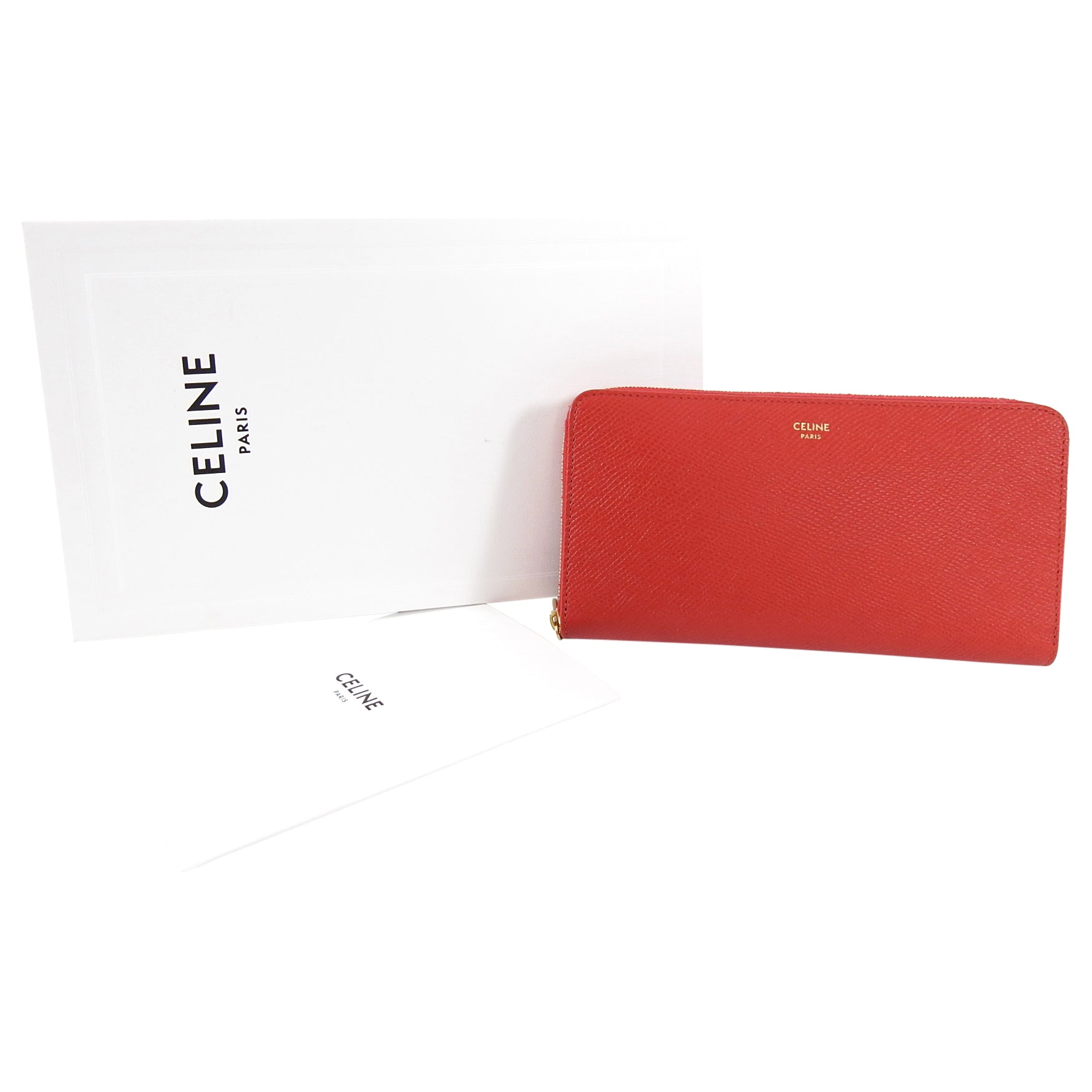 Celine 2019 Red Leather Continental Zip Wallet