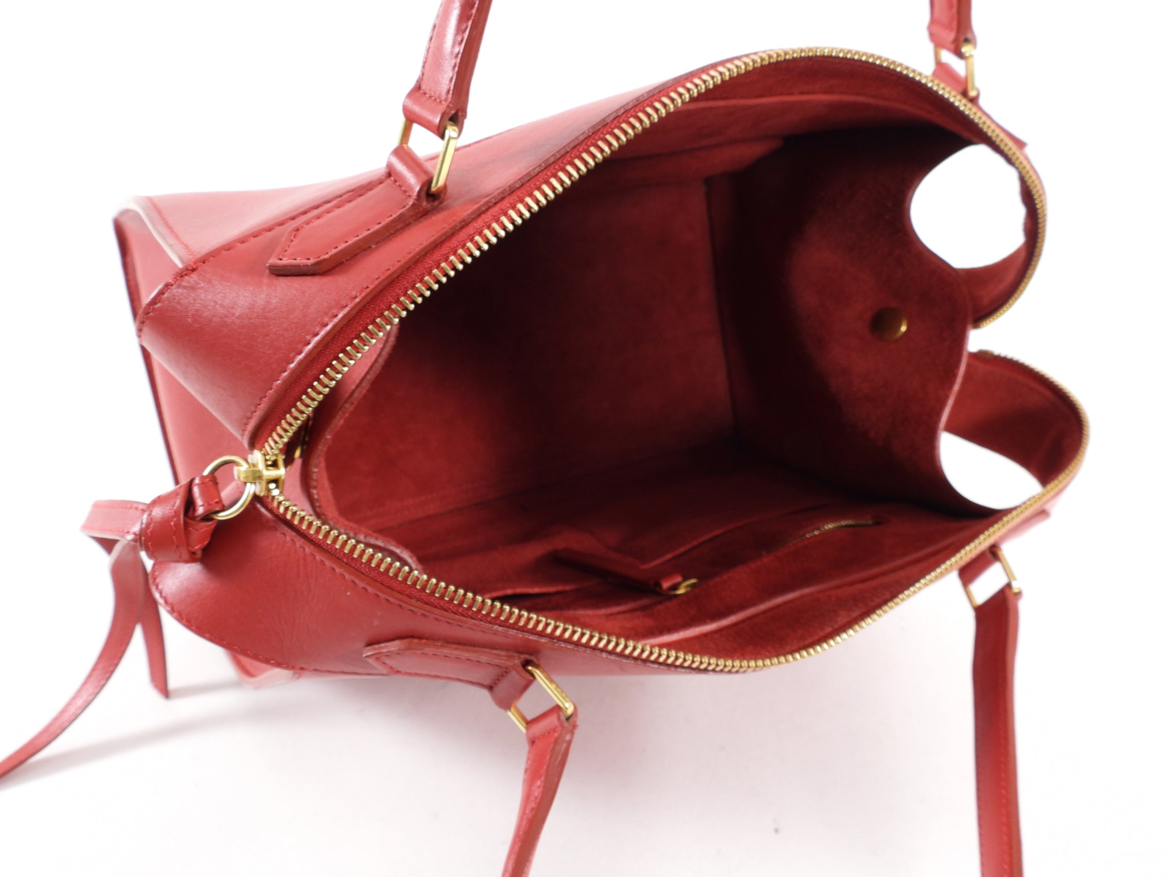 Celine Smooth Red Leather Small Ring Bag