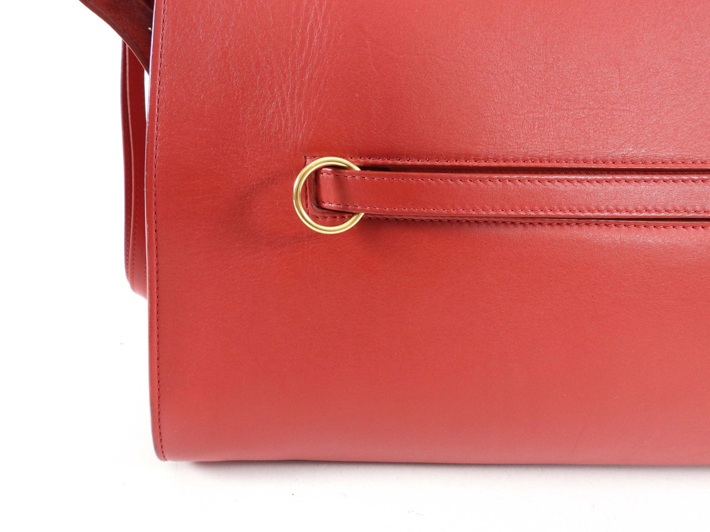 Celine Smooth Red Leather Small Ring Bag