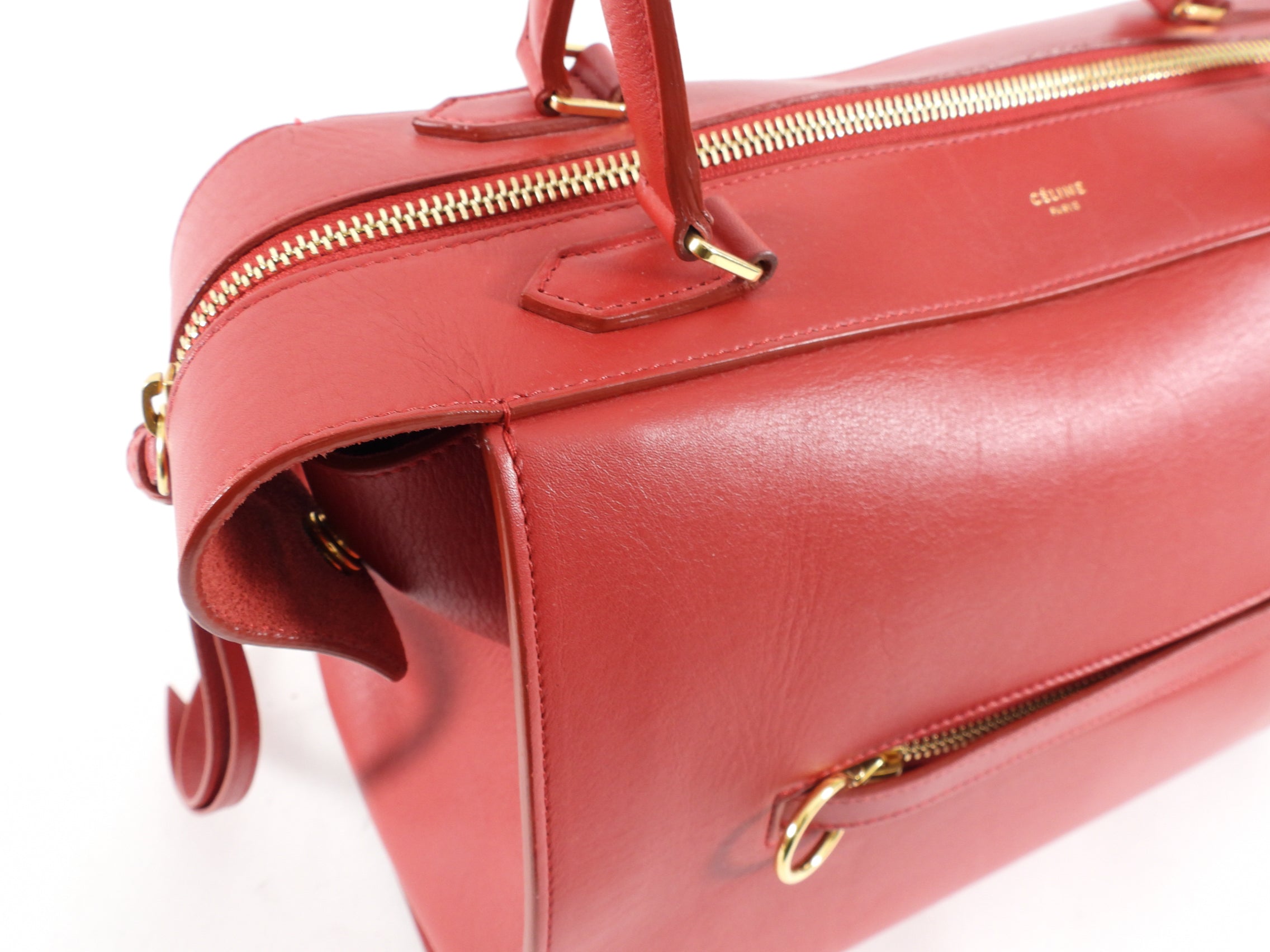 Celine Smooth Red Leather Small Ring Bag