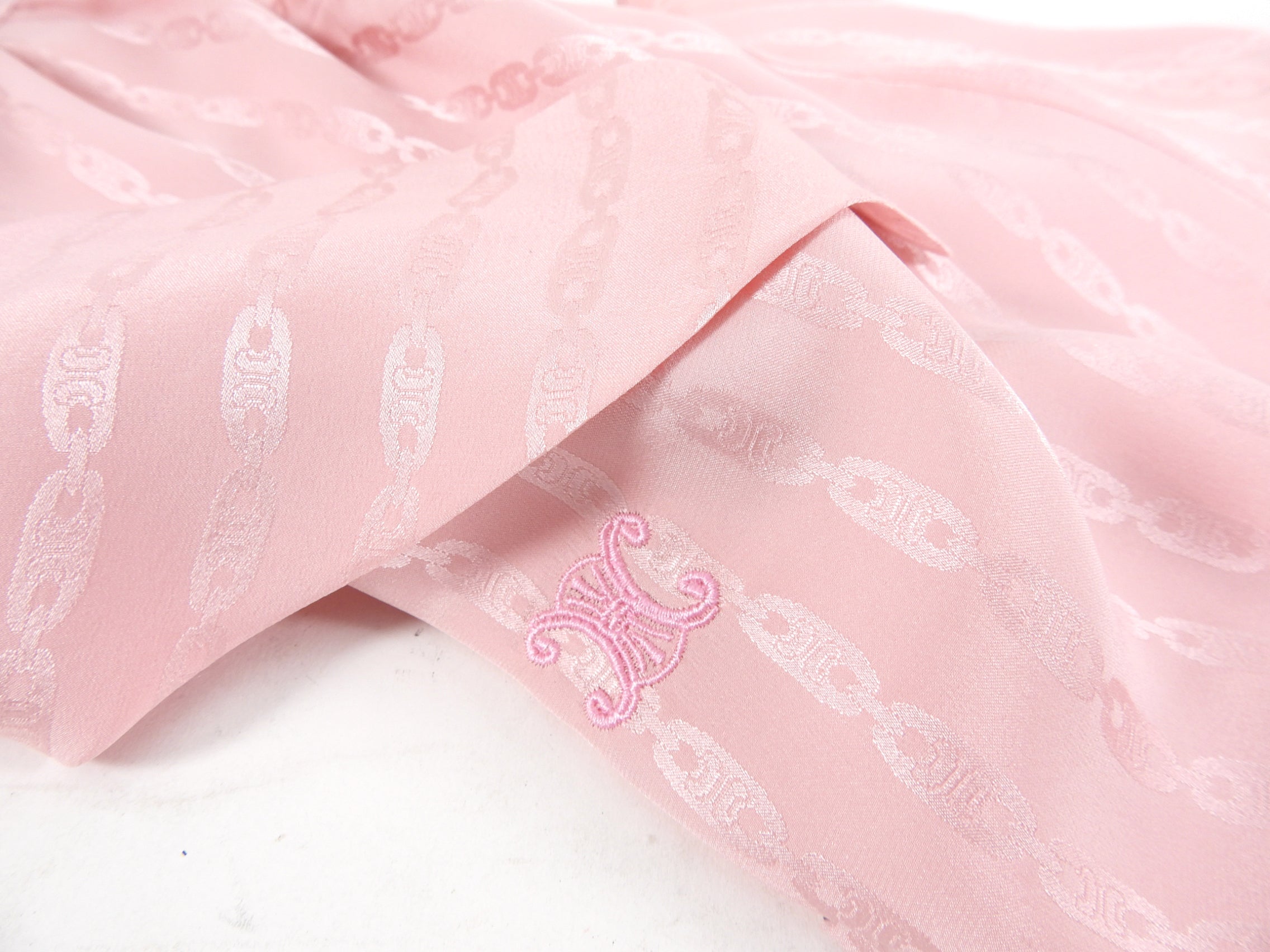 Celine Vintage Silk Jacquard Logo Tie Neck Blouse - S (4/6)