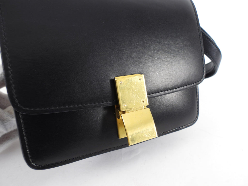 Celine Small Black Leather Box Bag