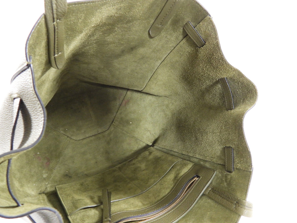 Celine Olive Green Leather Phantom Cabas Tote Bag