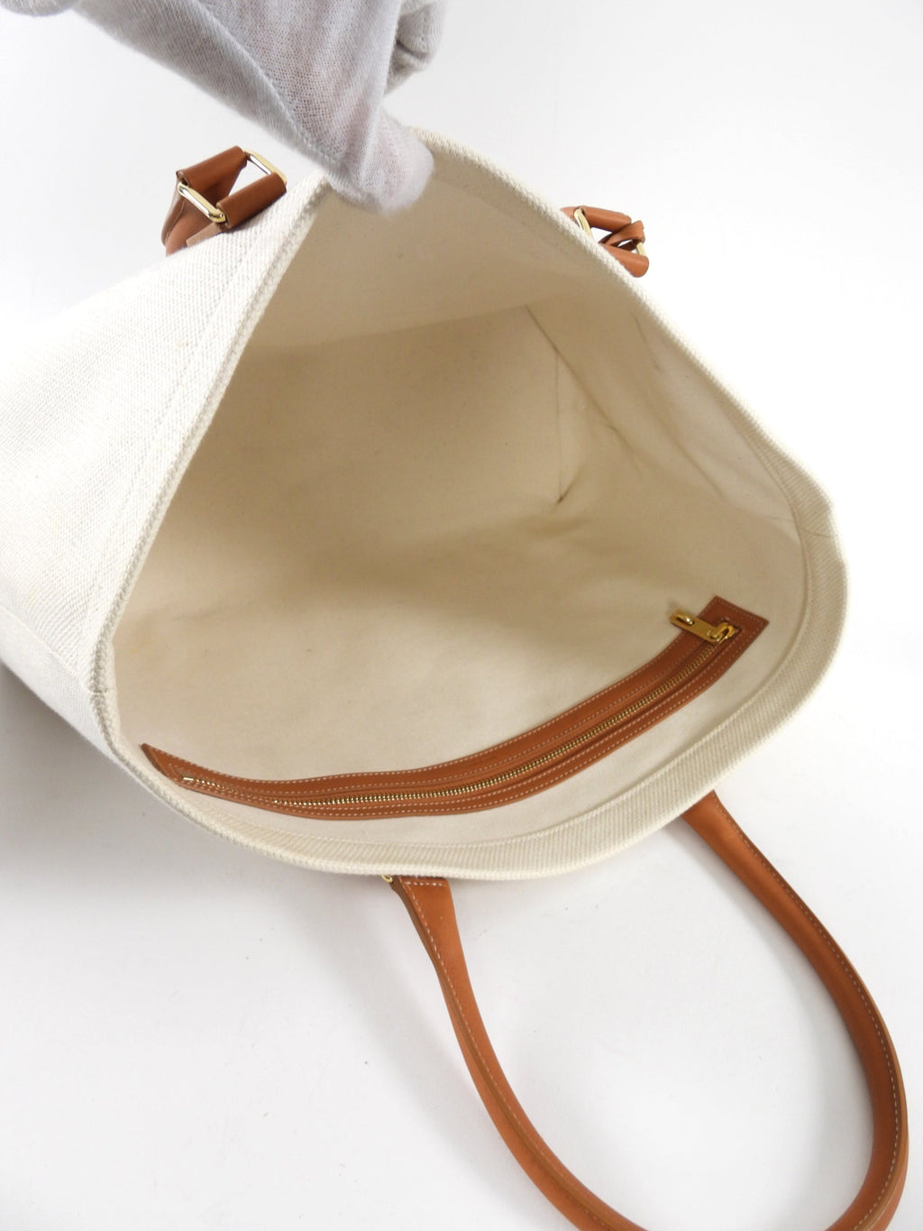 Celine 2019 Natural Toile and Tan Leather Large Travel Tote Bag