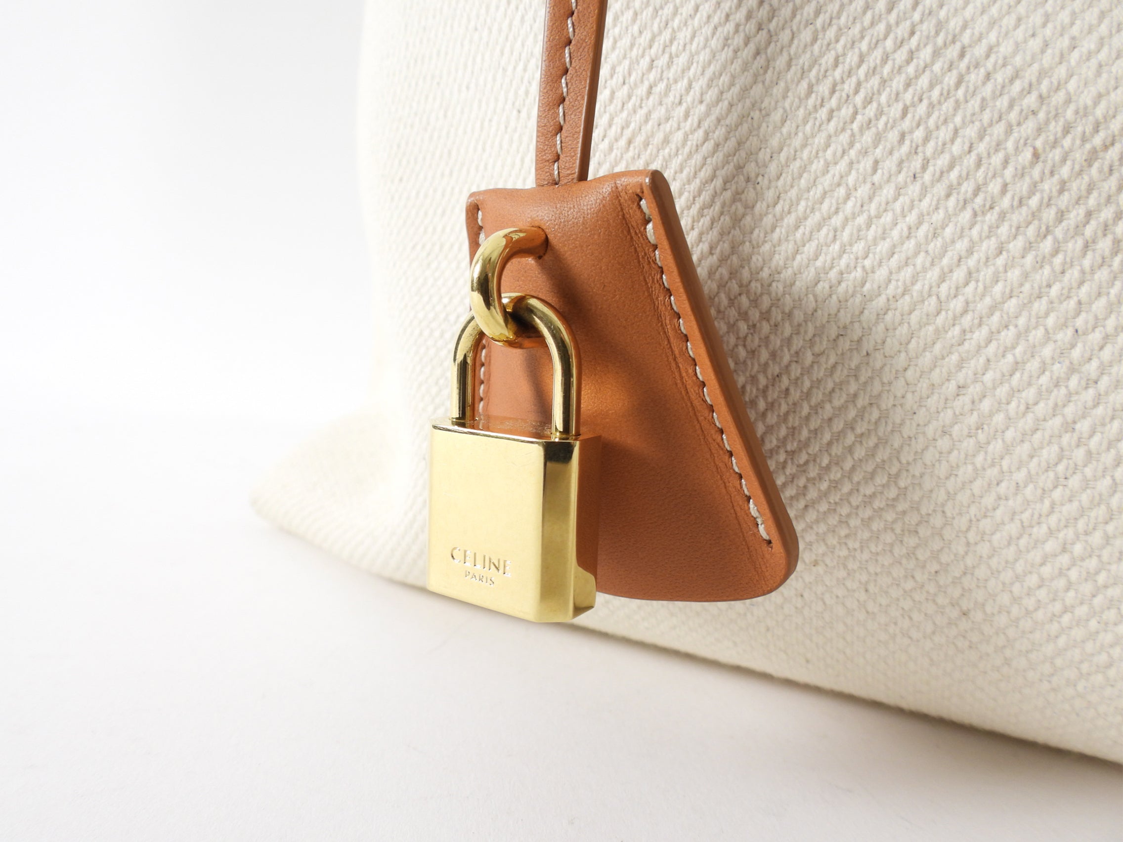 Celine 2019 Natural Toile and Tan Leather Large Travel Tote Bag