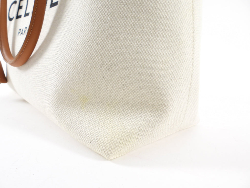 Celine 2019 Natural Toile and Tan Leather Large Travel Tote Bag