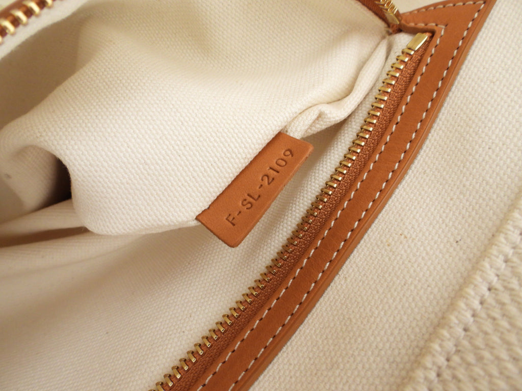 Celine 2019 Natural Toile and Tan Leather Large Travel Tote Bag
