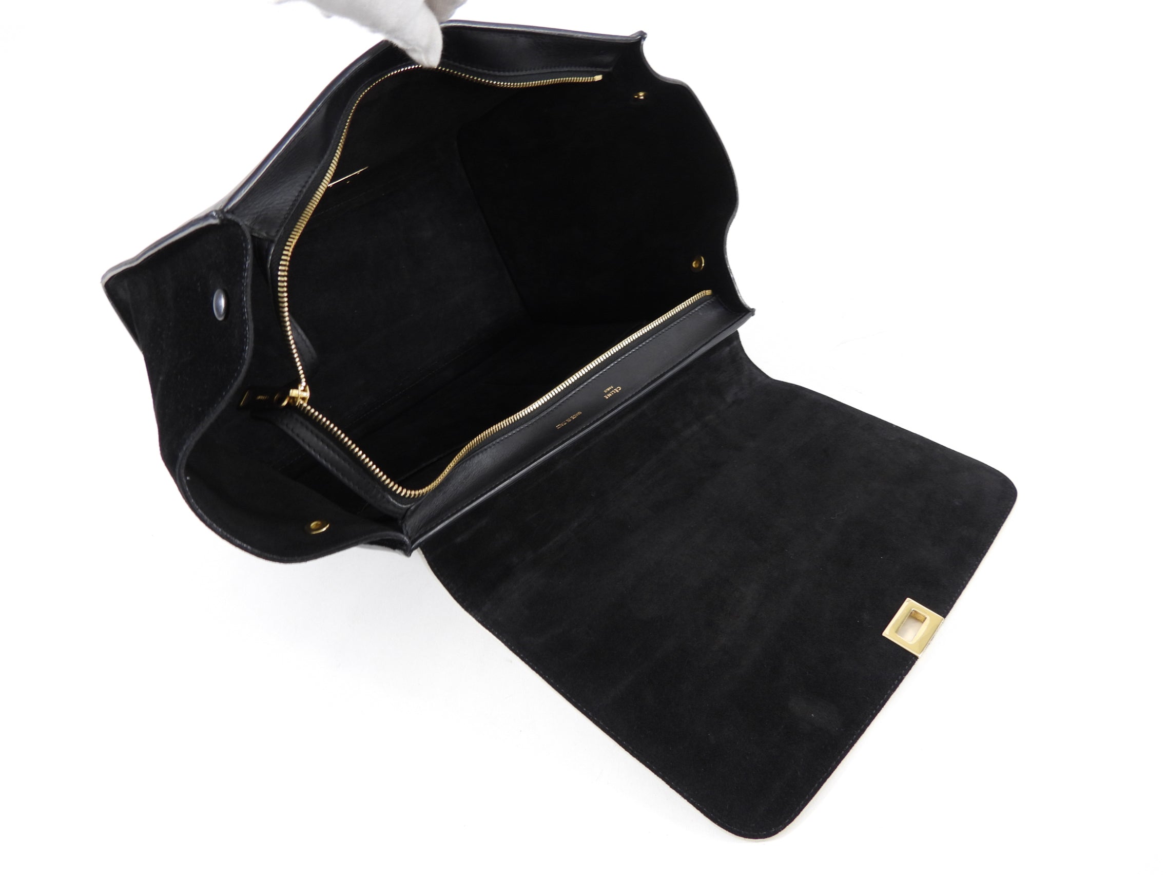 Celine Black and White Medium Trapeze Two Way Bag